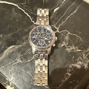 Tissot Silver Chronograph with Dark Dial